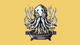 火焰中烧烤的神秘章鱼怪