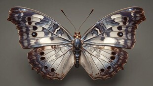 梦幻蓝白蝴蝶特写