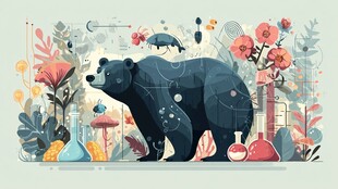 奇幻森林中的魔法黑熊