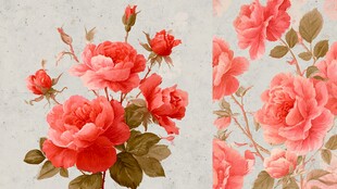 复古风艳丽绽放红玫瑰图