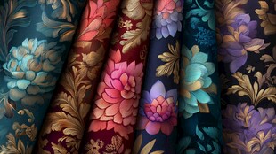 绚丽花卉图案织物展示