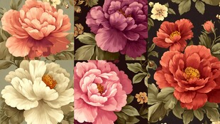 多彩牡丹花绽放美丽图景