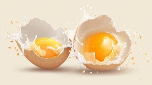 破裂鸡蛋展现新鲜蛋液