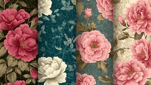 复古花卉图案墙纸集合