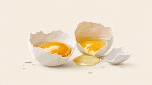 破裂鸡蛋展现蛋黄与蛋液