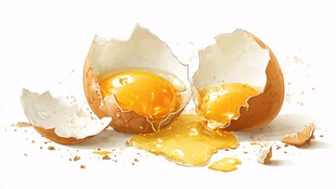 破裂的鸡蛋 蛋黄流出