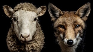 羊与狐的对视特写