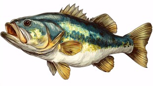 彩色鲈鱼插画