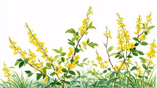 溪边绽放的金黄小花