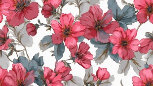 粉色花卉图案无缝背景图