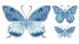 蓝调梦幻蝴蝶图案设计