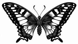 黑白蝴蝶插画