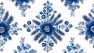 蓝白花卉图案精美装饰