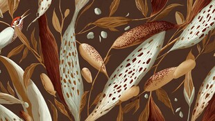 秋日植物花卉图案插画