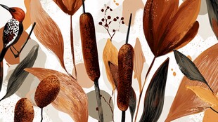 秋日植物与鸟的灵动画面