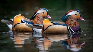 成双鸳鸯水中游