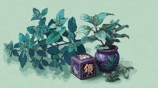 中式盆栽与绿植静物展示