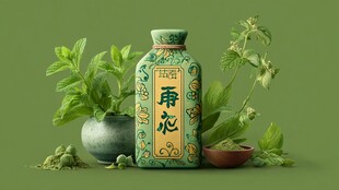 中式古风香氛瓶与绿植