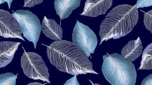 深蓝底清新叶脉叶片图案