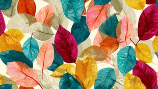 多彩叶片构成的绚丽图案