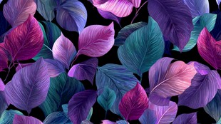 梦幻紫蓝叶片无缝图案