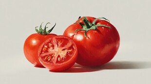 新鲜饱满的红番茄展示