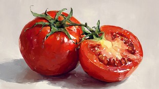 新鲜饱满的西红柿特写