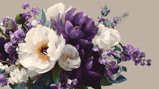 紫白花卉组合的优雅之美