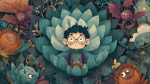 男孩置身奇幻多肉植物世界