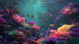 梦幻海底世界绚丽珊瑚鱼群