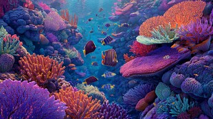 梦幻海底珊瑚与鱼群世界