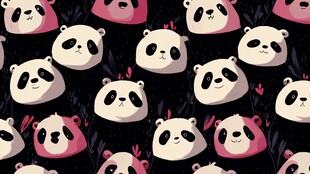 可爱熊猫卡通图案背景图