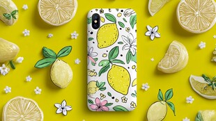 柠檬图案手机壳清新背景