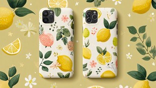 清新柠檬花卉手机壳图案