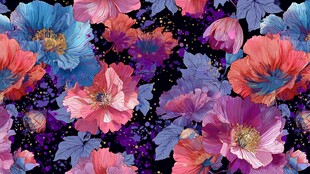 绚丽多彩花卉无缝图案