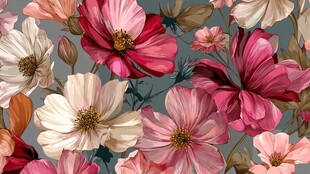 缤纷花卉图案 唯美浪漫风