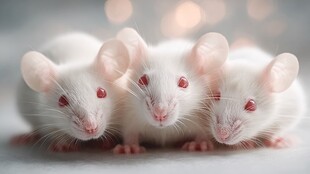 三只可爱小白鼠萌态十足