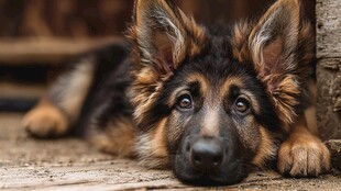 趴卧的可爱德国牧羊犬