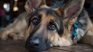 趴卧的帅气德国牧羊犬