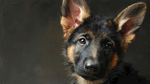 可爱德国牧羊犬幼犬特写