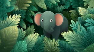 丛林中的可爱小象