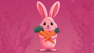 可爱粉兔抱胡萝卜