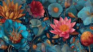 梦幻多彩的水下花卉世界