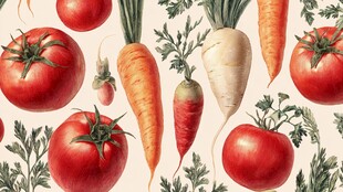 番茄胡萝卜蔬菜手绘图案