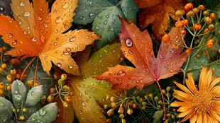 秋日多彩带露植物景观