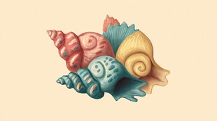 多彩海螺插画 海洋小物