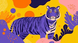 梦幻紫虎置身多彩世界