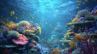 梦幻海底世界珊瑚与鱼群