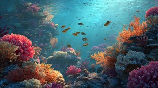 梦幻海底珊瑚与游鱼世界