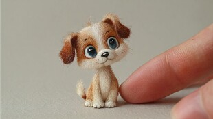 迷你萌犬与指尖的可爱互动